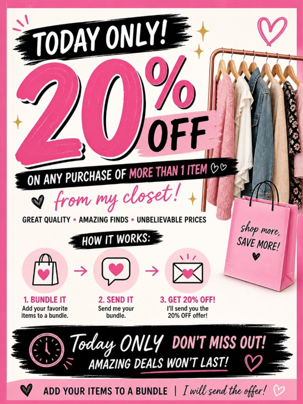 Take 20% OFF when you buy more than 1 item from my closet 🛍️✨